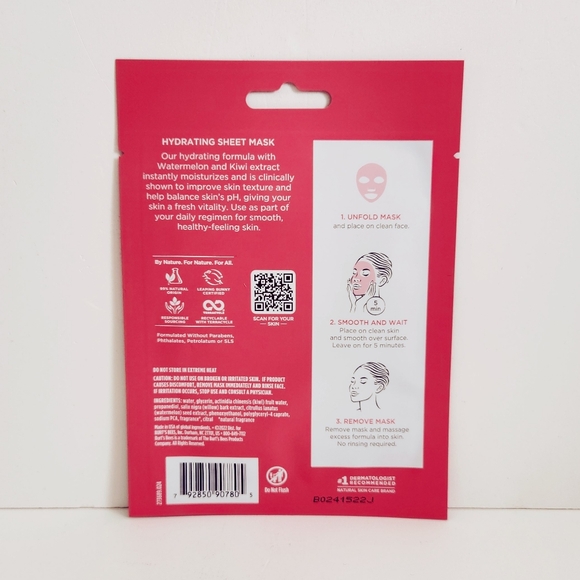 🍭7/$15 Burt's Bees Hydrating Sheet Mask with Watermelon - Picture 2 of 7